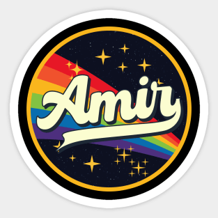 Amir // Rainbow In Space Vintage Style Sticker